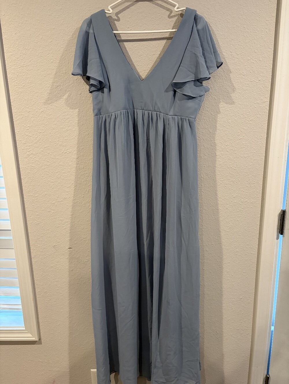Birdy Grey Womens Formal Sky Blue Short Ruffle Sleeve Babydoll Maxi Dress Size L
